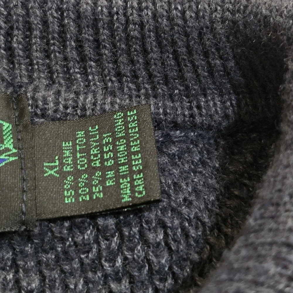 Etchings Sweater Mens XL Grey Polo Collar Textured Knit Ramie Cotton Long Sleeve